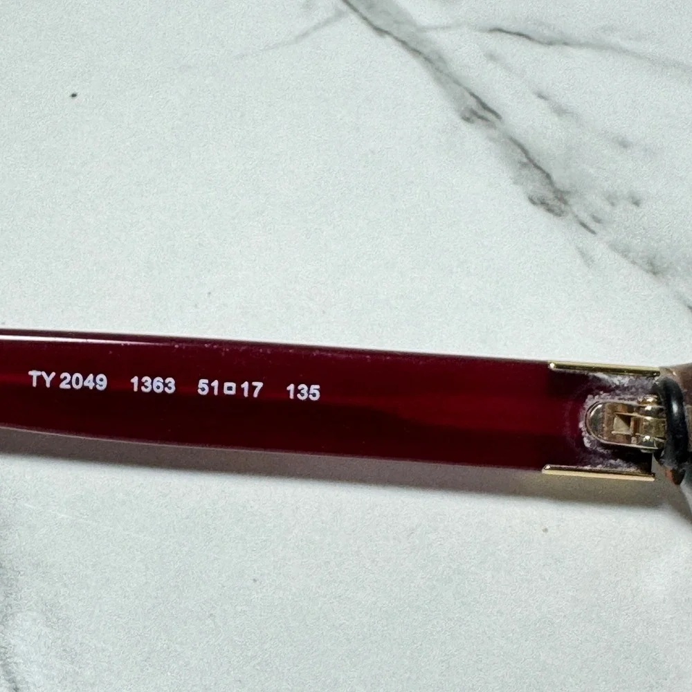 Tory Burch TY 2049 1363 Tortoise Burgundy Eyeglass Frames 51-17-135 Rectangular